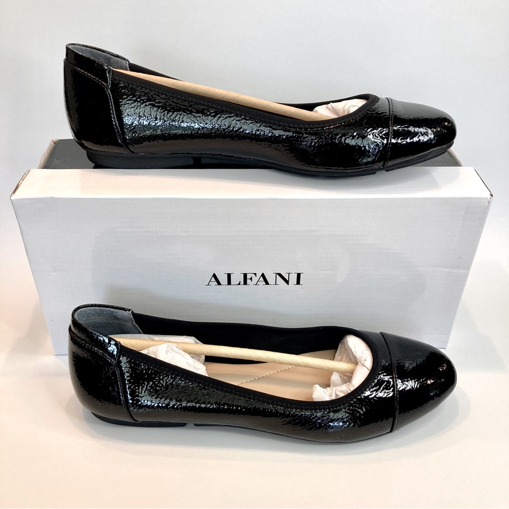 Alfani Step ’N Flex Tavii Flats – Black Crinkle Patent - 7.5W